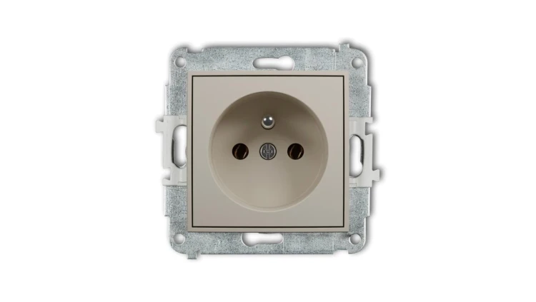 MINI Mechanizm gniazda pojedynczego z uziemieniem 2P+Z (bez przesłon torów prądowych) taupe 60MGP-1z