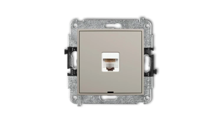 MINI Mechanizm gniazda komputerowego pojedynczego 1xRJ45, kat. 5e, 8-stykowy, bez pola opisowego taupe 60MGKBO-1