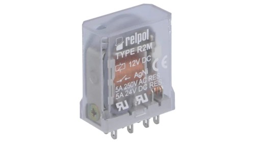 R2M-12VDC Przekaźnik: elektromagnetyczny DPDT Ucewki: 12VDC 5A/250VAC