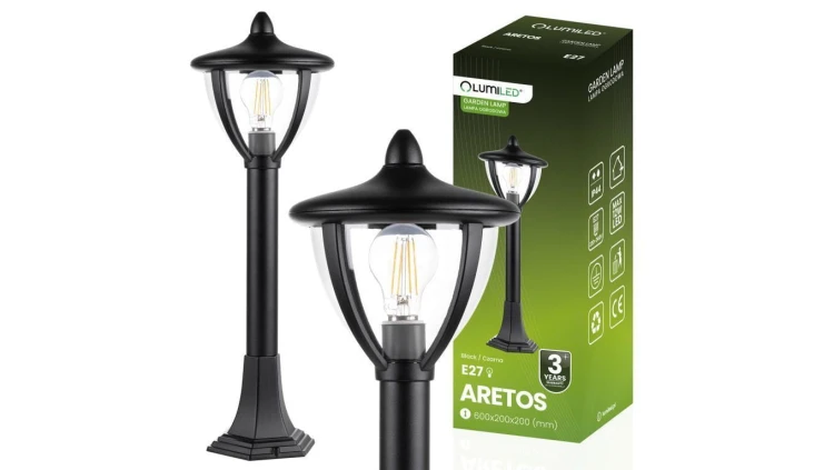Słupek Ogrodowa Zewnętrzna Stojąca E27 LED Latarnia ARETOS 60cm LUMILED