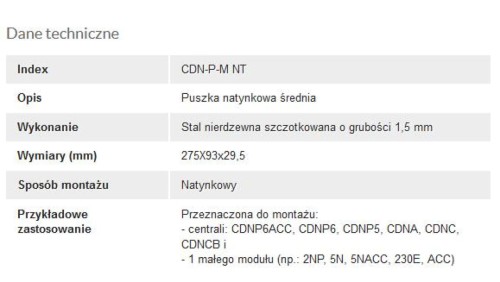 ACO CDN-P-M NT Ramka natynkowa średnia CDN z daszkiem, do CDNP5/6, CDNC/B, CDNA