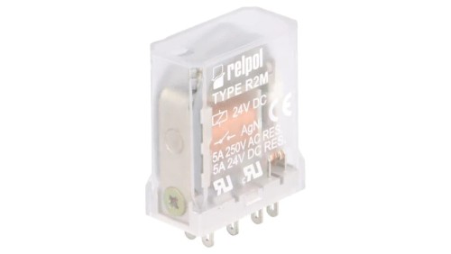 R2M-24VDC Przekaźnik: elektromagnetyczny DPDT Ucewki: 24VDC 5A/250VAC