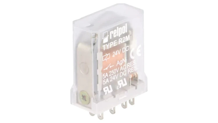 R2M-24VDC Przekaźnik: elektromagnetyczny DPDT Ucewki: 24VDC 5A/250VAC