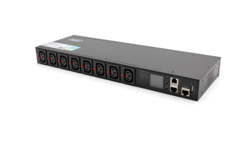Listwa zasilająca SMART PDU 1U, gniazdo zasilające IEC320 C20 16A/250V, gniazda 8x C13, 16A DN-DP-H-1-8C13
