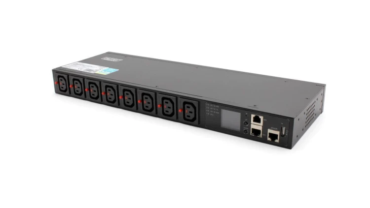 Listwa zasilająca SMART PDU 1U, gniazdo zasilające IEC320 C20 16A/250V, gniazda 8x C13, 16A DN-DP-H-1-8C13
