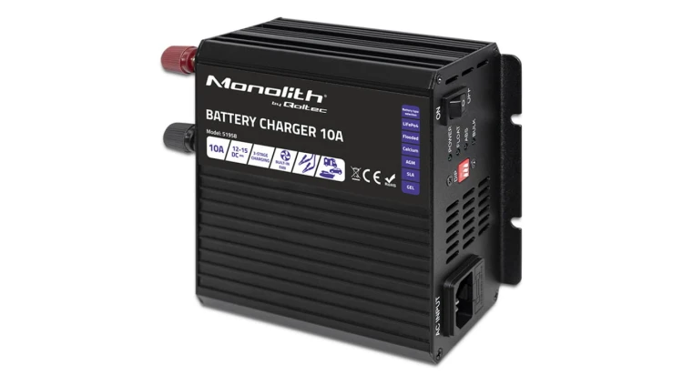 Qoltec Inteligentna ładowarka Monolith do akumulatorów LiFePO4 AGM GEL SLA 10A 12V