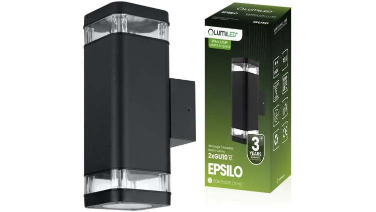Kinkiet Ogrodowy Zewnętrzna Elewacyjny 2xGU10 LED IP54 Góra Dół EPSILO LUMILED