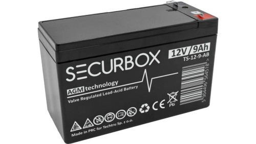 Akumulator AGM bezobsługowy do systemów alarmowych, central ppoż Securbox 12V 9Ah