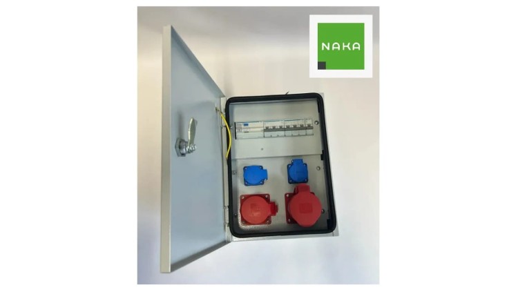 IP54 Metalowa rozdzielnica ścienna CEE 32A 16A 2x230V z bezpiecznikami HAGER FI 94H-2