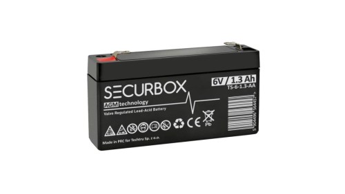 Akumulator AGM bezobsługowy do systemów alarmowych, central ppoż Securbox 6V 1,3Ah
