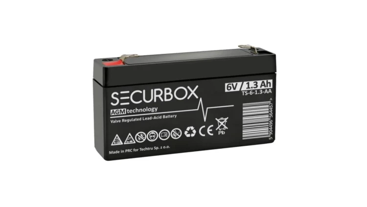Akumulator AGM bezobsługowy do systemów alarmowych, central ppoż Securbox 6V 1,3Ah