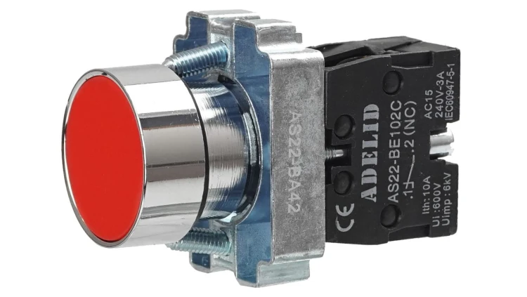 PRZYCISK STEROWNICZY CZERWONY STOP METAL AS22-BA42