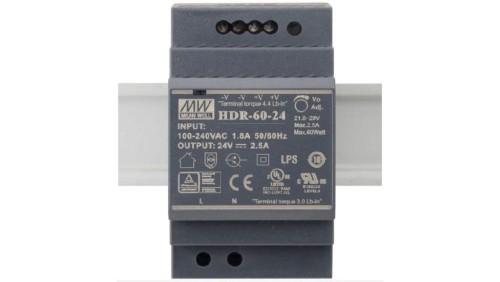 Zasilacz na szynę DIN 24V 2,5A 60W uniwersalny HDR MEAN WELL