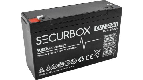 Akumulator AGM bezobsługowy do systemów alarmowych, central ppoż Securbox 6V 14Ah