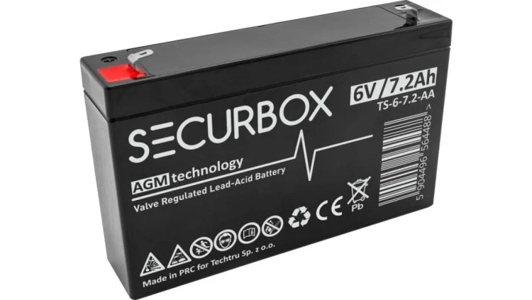 Akumulator AGM bezobsługowy do systemów alarmowych, central ppoż Securbox 6V 7,2Ah