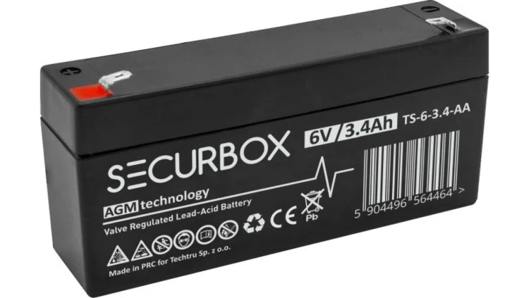 Akumulator AGM bezobsługowy do systemów alarmowych, central ppoż Securbox 6V 3,4Ah