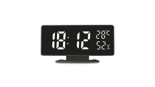 Zegar z alarmem i funkcją termometru, GreenBlue, higrometr, czarny, GB395