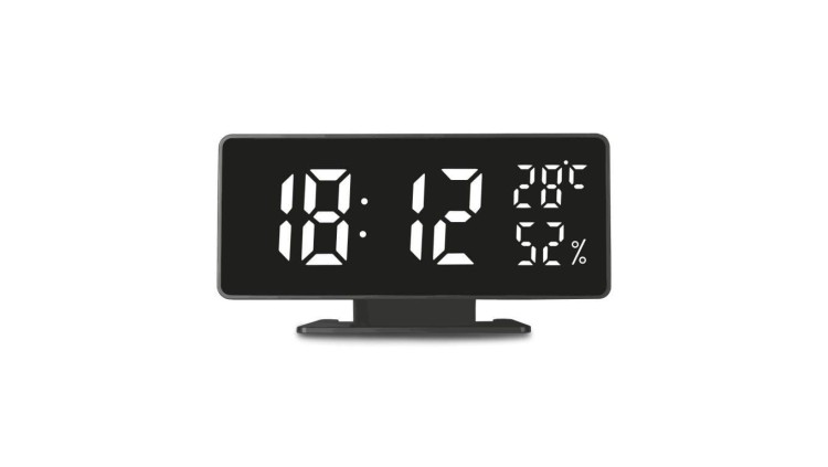 Zegar z alarmem i funkcją termometru, GreenBlue, higrometr, czarny, GB395