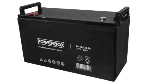 Akumulator AGM bezobsługowy do kas fiskalnych, central telefonicznych Powerbox 12V 120Ah
