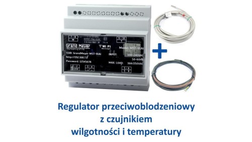 Zestaw Regulator temperatury przeciwoblodzeniowy GRAND MEYER MST-91Ai z Wi-Fi z czujnikiem temperatury TS-1 i czujnikiem wilgotn