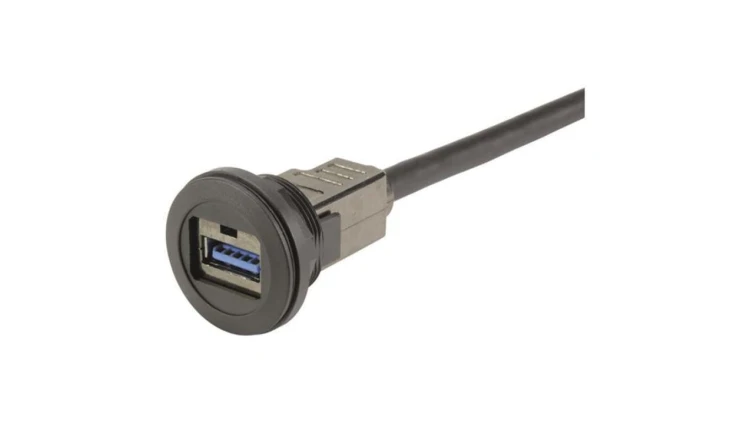 09454521974 Gniazdo USB 22mm har-port -25÷70C Ø22,3mm IP20 czarny Dł: 3m