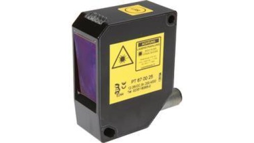 Czujnik laserowy przycisk, 66x51x25mm, 12-28V DC, 0-10V, złącze wtykowe M12 5-pin, IP67, aluminium+szkło, dioda laserowa, światł