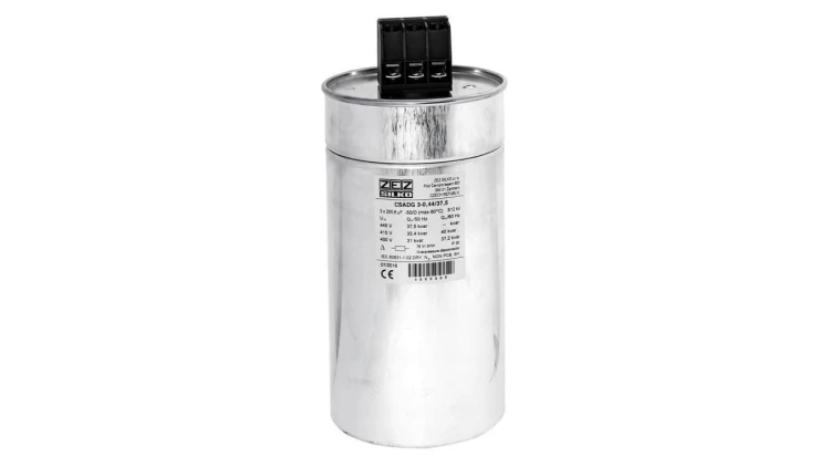 Kondensator 37,5kvar 440V Cn=3x205,52µF In=3x49,26A O145x296mm
