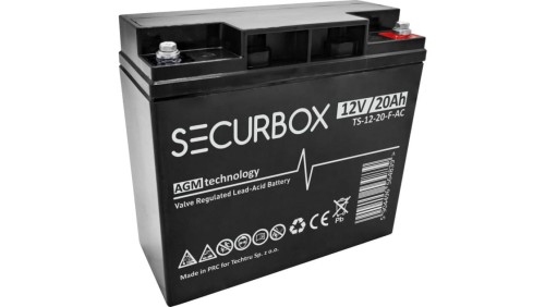 Akumulator AGM bezobsługowy do systemów alarmowych, central ppoż Securbox 12V 20Ah