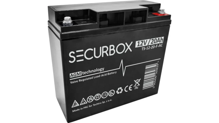 Akumulator AGM bezobsługowy do systemów alarmowych, central ppoż Securbox 12V 20Ah