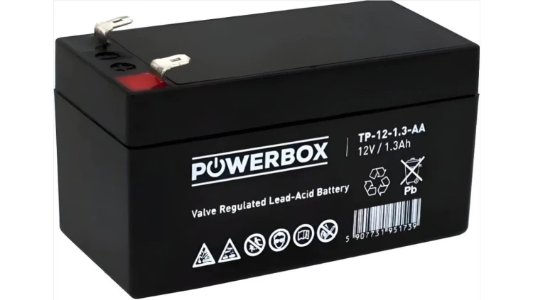 Akumulator AGM bezobsługowy do kas fiskalnych, central telefonicznych Powerbox 12V 1,3Ah