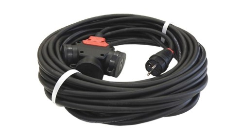 Przedłużacz budowlany jednofazowy elCORD 16A 230V IP44 50m H07RN-F 3G2,5 z wtyczką uni-schuko i potrójnym gniazdem 32126500