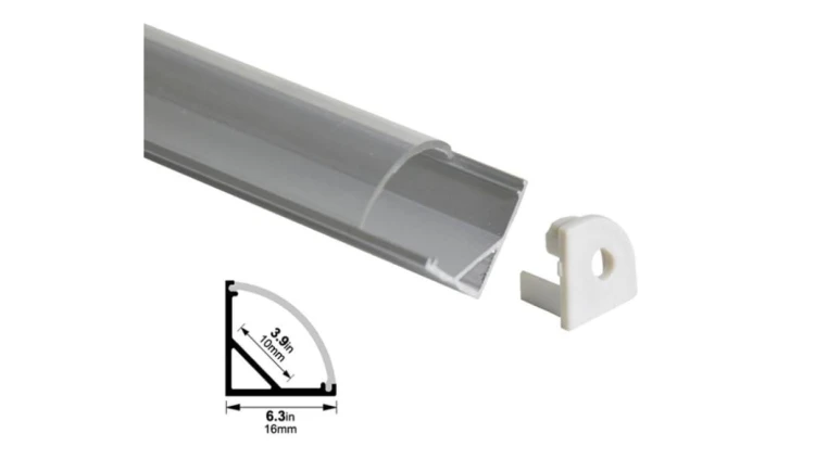 Profil LED kątowy anod. aluminium 2m z kloszem, zaślepkami i uchwytami, dla taśm do 10mm