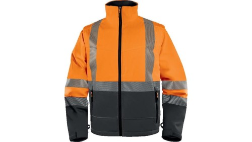 Kurtka ostrzegawcza Softshell z poliestru Stretch, kl.2, kolor ​Pomarańczowy fluo-szary, rozmiar: M, FASTORTM