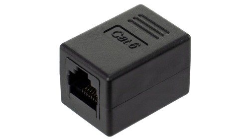 Łącznik modularny beczka 2xRJ45 8P8C kat.6 nieekranowany UTP czarny