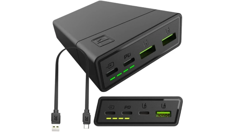 POWERBANK Green Cell PowerPlay20S 20000mAh PD 22,5W QC 3.0 3x USB-C CZARNY