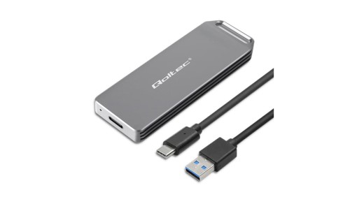 Qoltec Mini Aluminiowa Obudowa Kieszeń na dysk M.2 SSD NVMe PCIe USB 3.1 Super speed 10Gb/s 2TB Srebrna