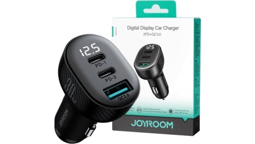 Ładowarka samochodowa Joyroom JR-CCD04 30W 4A 2x USB-C 1x USB-A PD QC 3.0