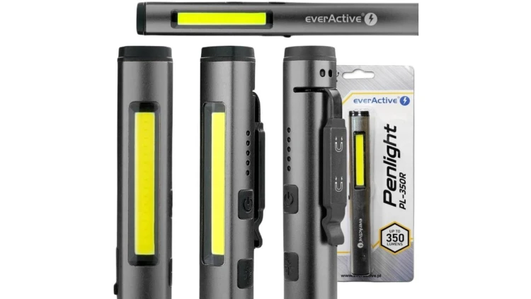 Latarka warsztatowa inspekcyjna COB LED UV Laser everActive PL-350R 350 lumenów IP54 z magnesem