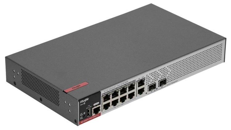 Switch PoE Rack 19” RG-S2915-10GT2MS-P-L 10xGE 8xGigabit PoE 2xSFP 2,5Gb/s 1xRJ45/1xUSB do zarządzania