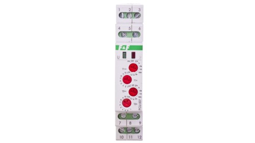Przekaźnik czasowy 2P 8A 0,1sek-576h (praca/przerwa) 24V AC/DC 2-funkcyjny PCU-507-24V