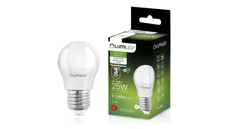 Żarówka LED E27 P40 2.5W = 25W 249lm 4000K Neutralna 180 Lumiled