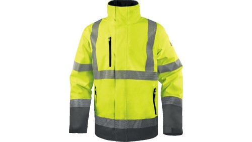 Kurtka ostrzegawcza, wodoodporna i oddychająca z poliestru RIPSTOP Stretch, kl.3 kolor Żółty Fluo-Szary, rozmiar: 3XL, TRACKJA3X