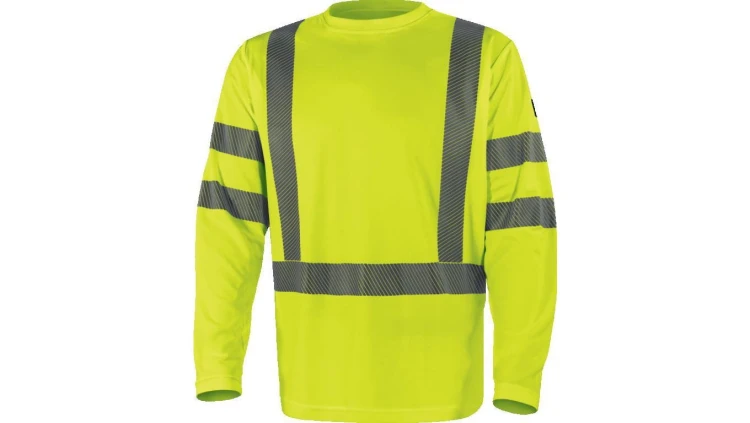 T-shirt ostrzegawczy z długimi rękawami z poliestru, kl. 3, kolor Żółty Fluo, rozmiar: 3XL, COSMOJA3X