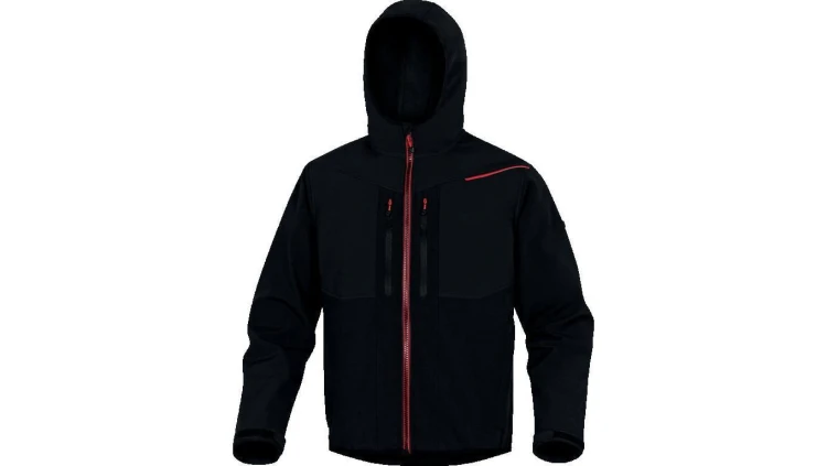 Bluza z tkaniny Softshell z poliestru Stretch, 3 warstwy laminowane, kolor Czarno-Czerwony, rozmiar: XXL, HOR2LNRXX