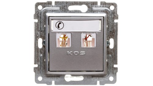 VENA Gniazdo telefoniczne podwójne 2xRJ11 aluminium 514064
