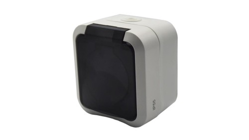Gniazdo z uziemieniem pojedyncze natynkowe Aqua Pro IP55 białe klapka dymna / 60328