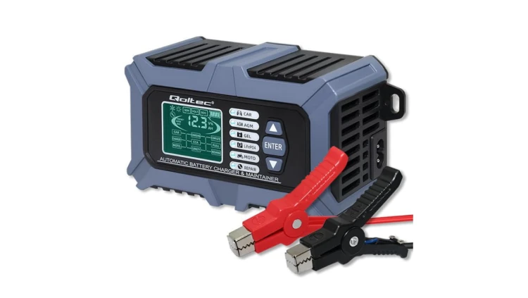 Qoltec Inteligentna mikroprocesorowa ładowarka z testerem baterii i funkcją naprawy 12V 6A LCD Prostownik do akumulatora AGM LiF