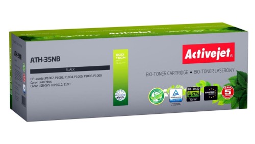 BIO Toner Activejet ATH-35NB (zamiennik HP 35A CB435A, Canon CRG-712 Supreme 1800 stron czarny). Proszek w tonerze jest biodegra