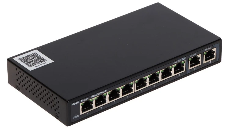 Switch PoE RG-ES110D-P 10xFE 8xPoE 2xUplink