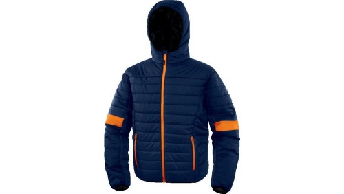 Kurtka puchowa pikowana z poliamidu Ripstop, kolor Granatowo-Pomarańczowy, rozmiar: L, BLOOMBMGT
